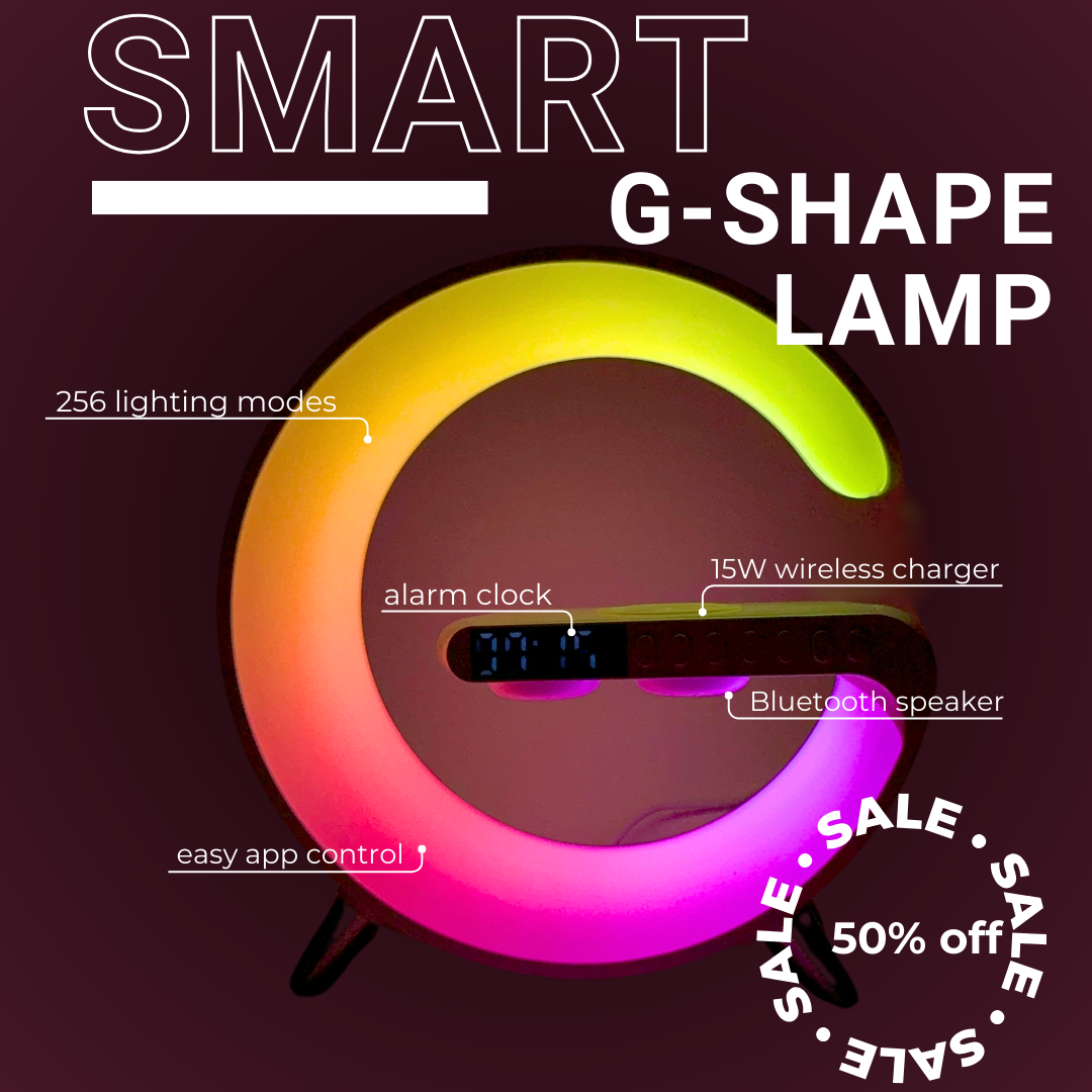 Smart G Shaped LED Lamp Bluetooth Speakers Wireless Charger Atmosphere Lamp