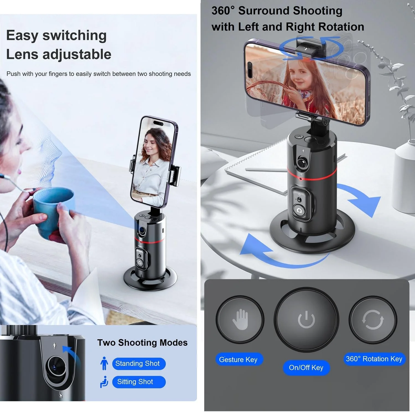 360 Degree Smart AI Facial Recognition Tracking Phone Stabilizer