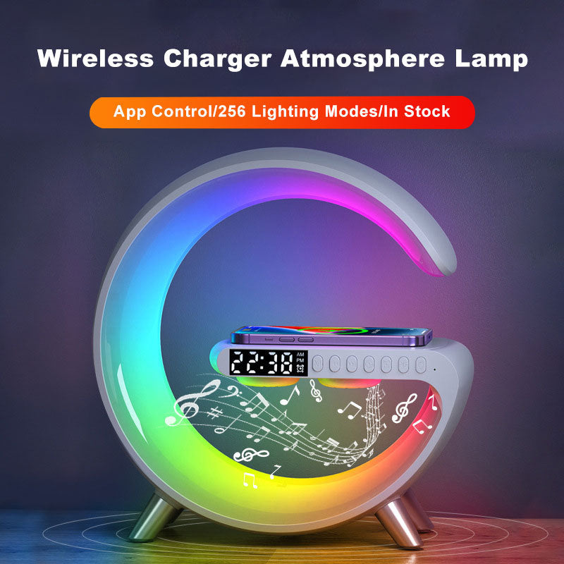 Smart G Shaped LED Lamp Bluetooth Speakers Wireless Charger Atmosphere Lamp